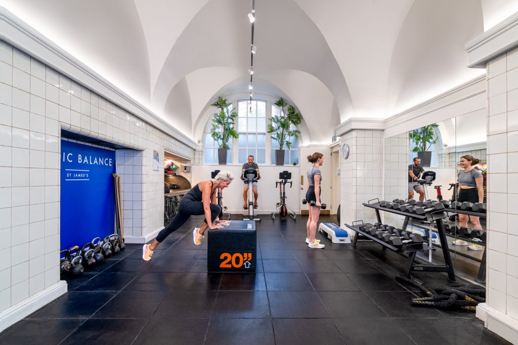 gym members workout in functional training studio at nordic balance in st james's london