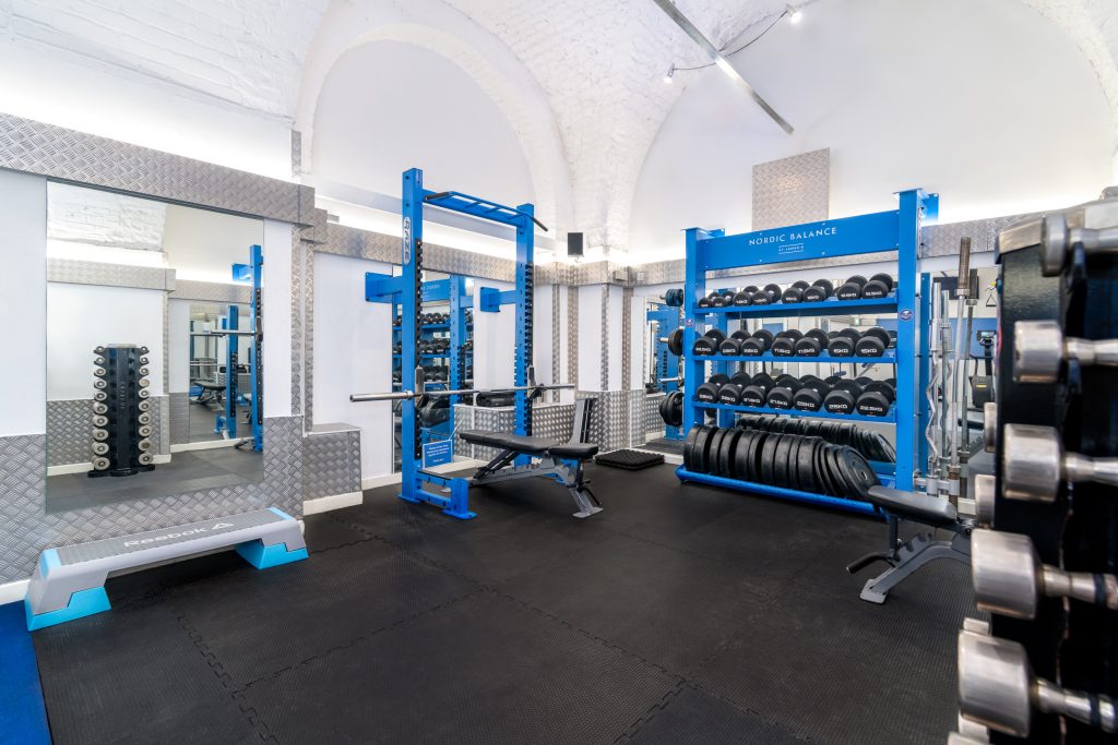weights racks at nordic balance gym in central london